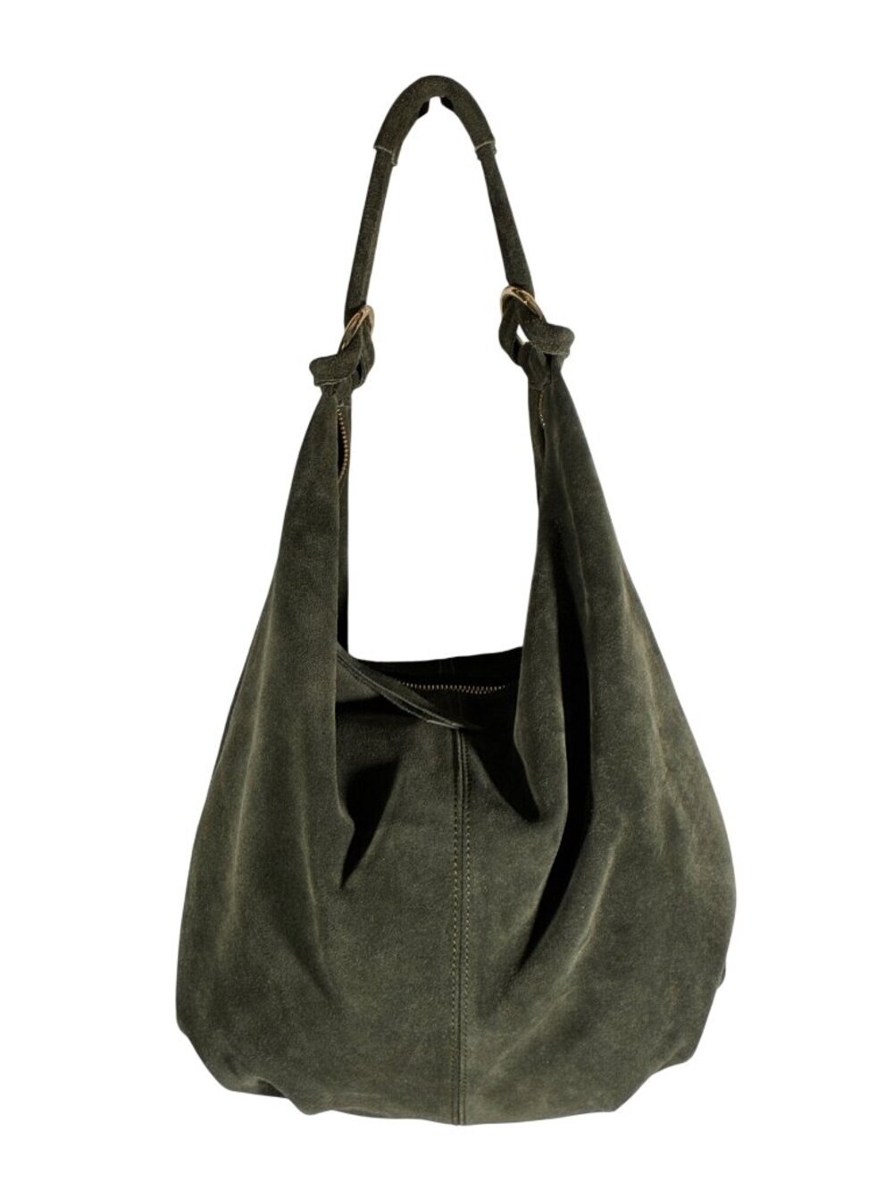 Marlon Forest Green Suede Hobo Shoulder Bag Genuine Leather Made In Italy luxury